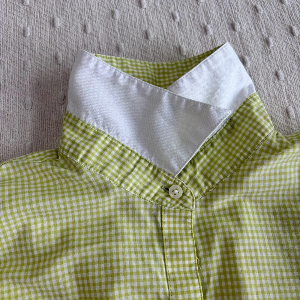 Banana Republic Soft Wash Shirt Women's Green White Gingham‎ Plaid Cotton Size M